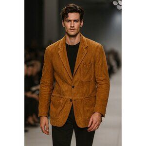 Longhi Parma Brown Suede Leather Blazer  Italian Martini Samuele Lucca Viareggio